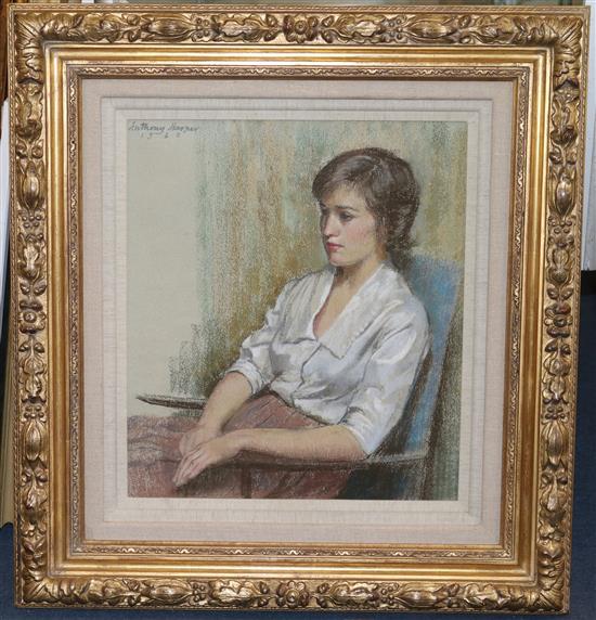 Anthony Harper Portrait of a seated lady, 17 x 15in.